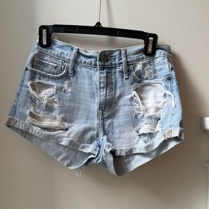 Abercrombie & Fitch Light Wash Ripped Jean Shorts